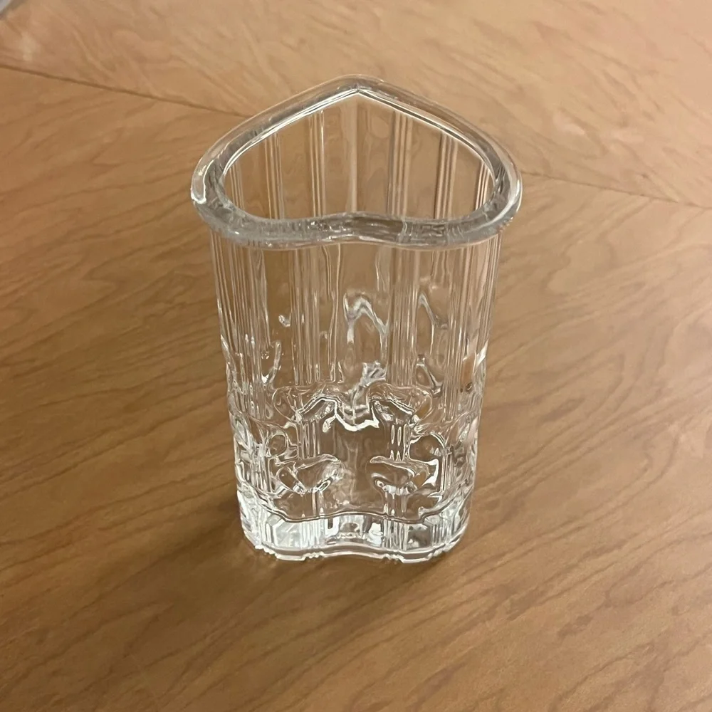 Vintage Avon Heart Shaped BUD VASE Ribbed Clear Glass Valentines Day Weighted